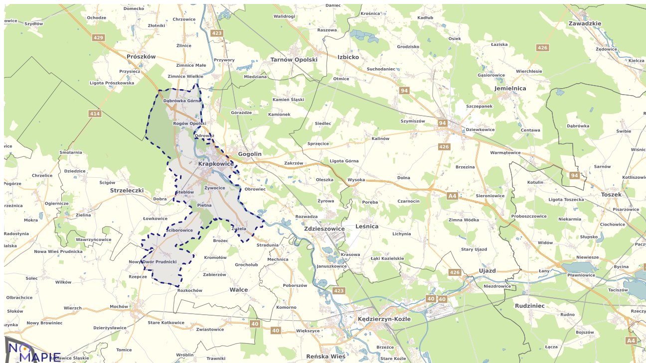 Mapa obszarów ochrony przyrody Krapkowic