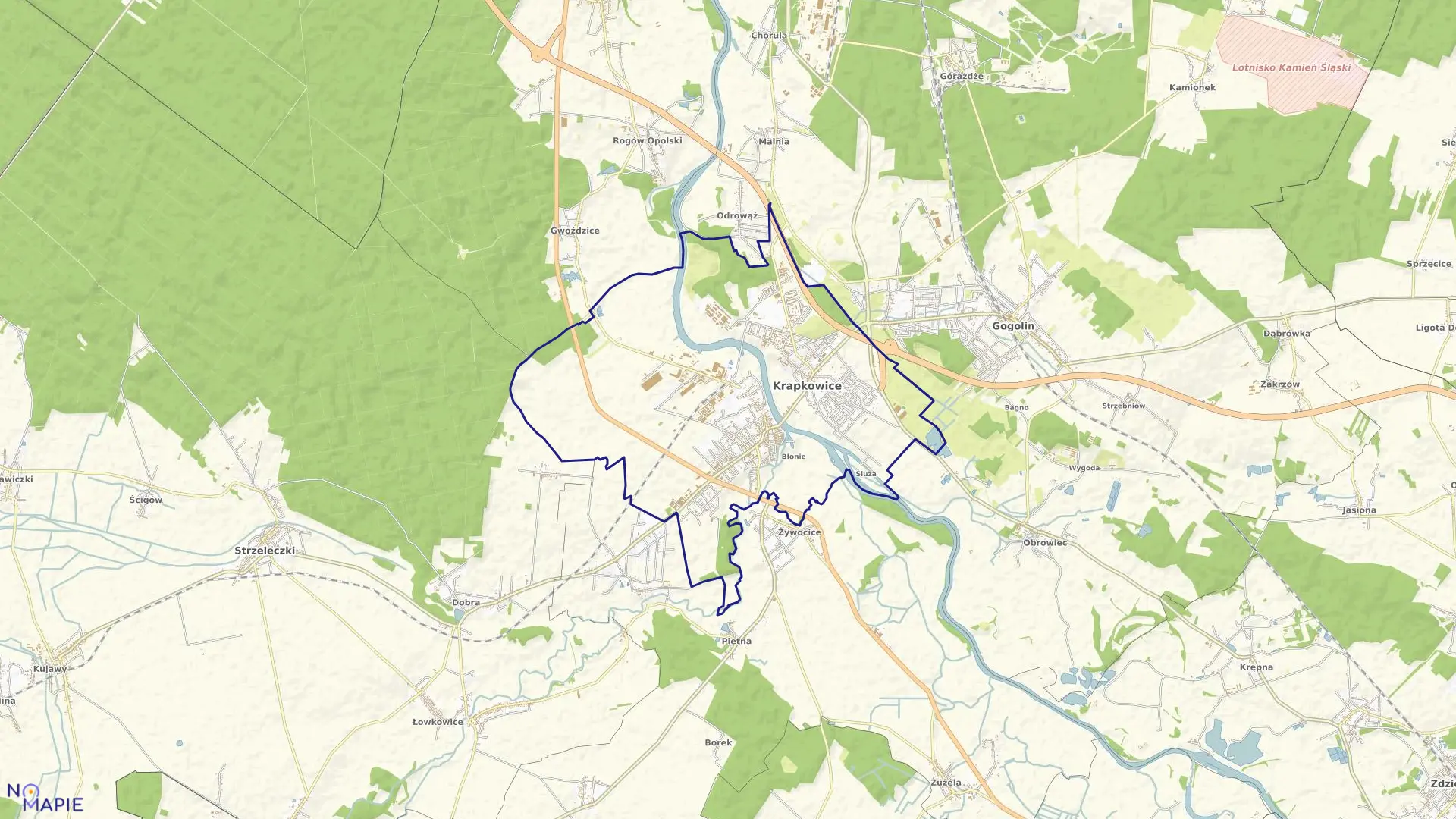 Mapa obrębu KRAPKOWICE w gminie Krapkowice