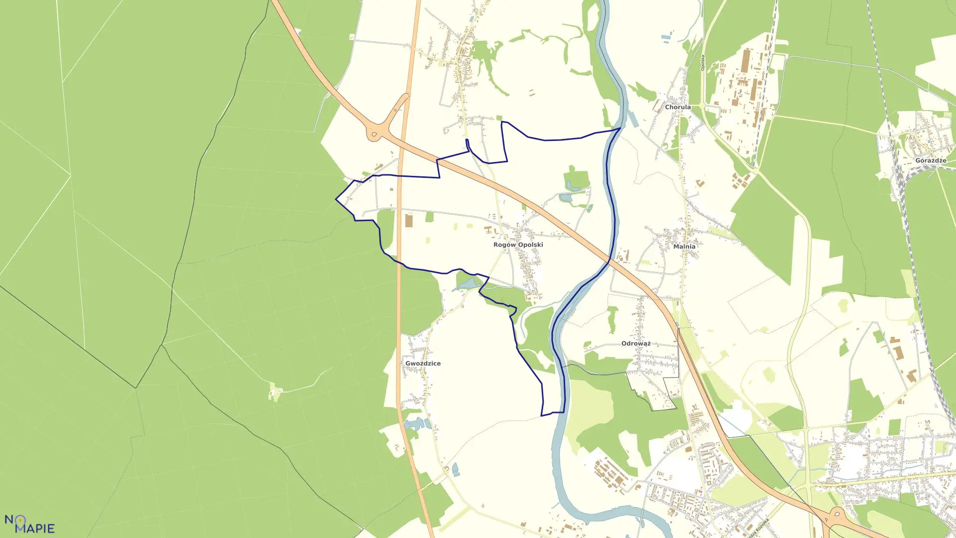 Mapa obrębu ROGÓW OPOLSKI w gminie Krapkowice