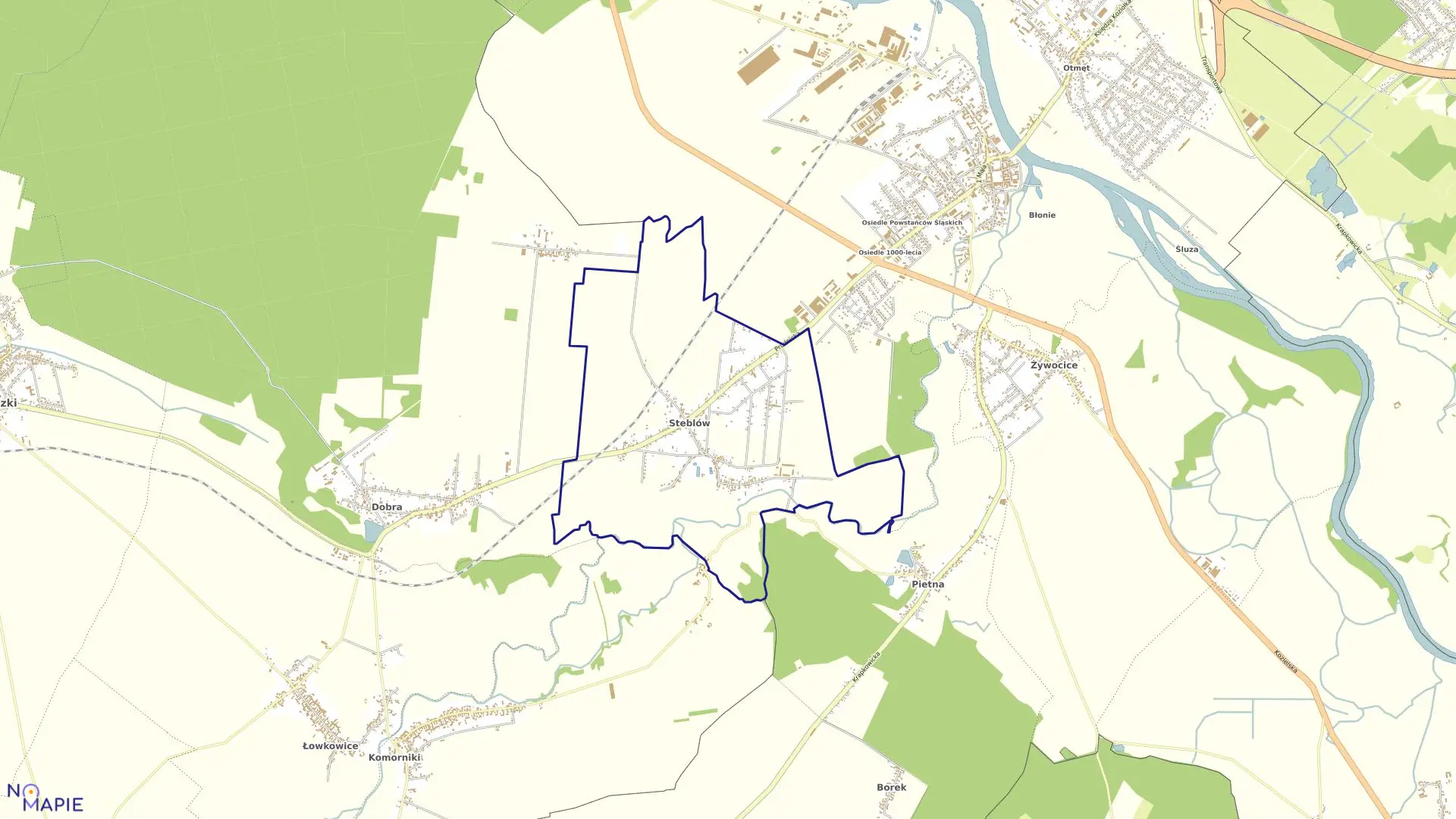 Mapa obrębu STEBLÓW w gminie Krapkowice