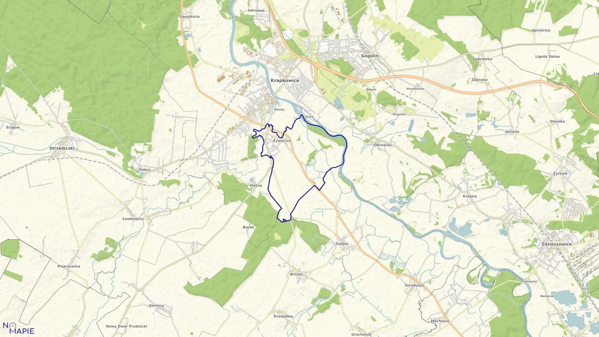 Mapa obrębu ŻYWOCICE w gminie Krapkowice